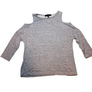 Jasmine & Juliana Gray Cold Shoulder Knit Top Women’s S Casual